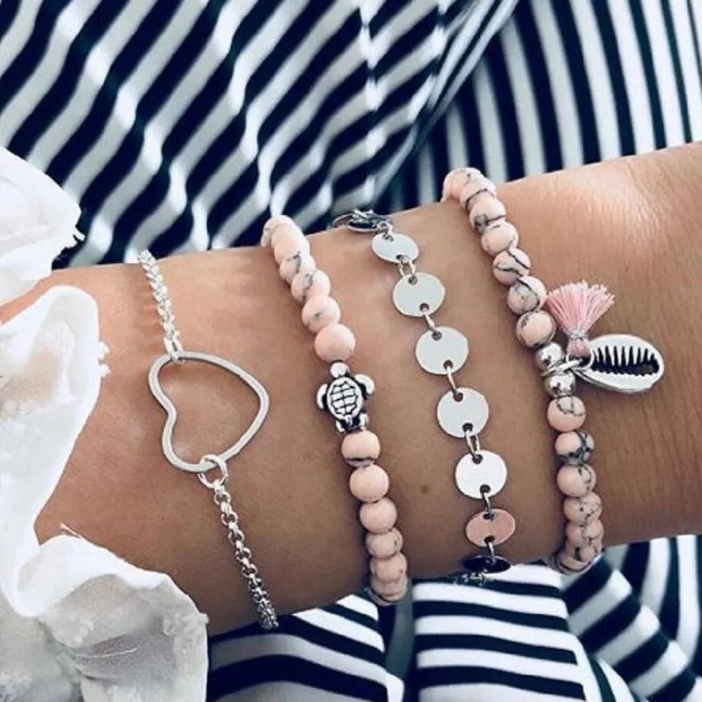 women cheap price bracelets multilayer charm bohemian bead bracelets ✈️ free.shipping