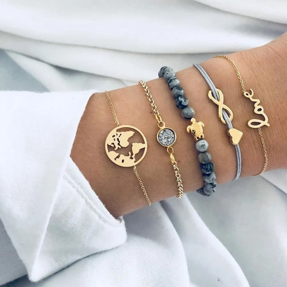 women cheap price bracelets multilayer charm bohemian bead bracelets ✈️ free.shipping