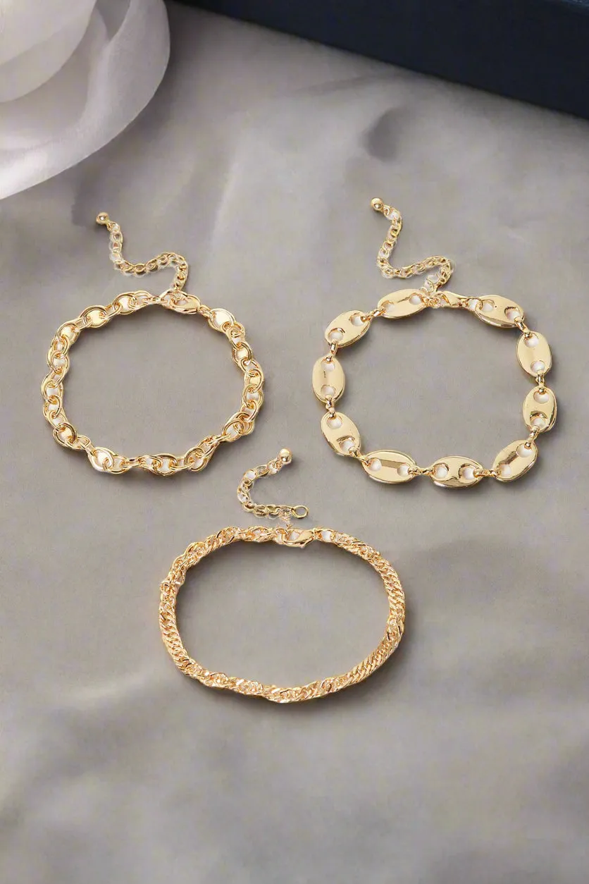 Women Gold Bracelets Set Of (3 Piece)