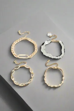 Women Gold Embellished Bracelets Set (4 Piece)