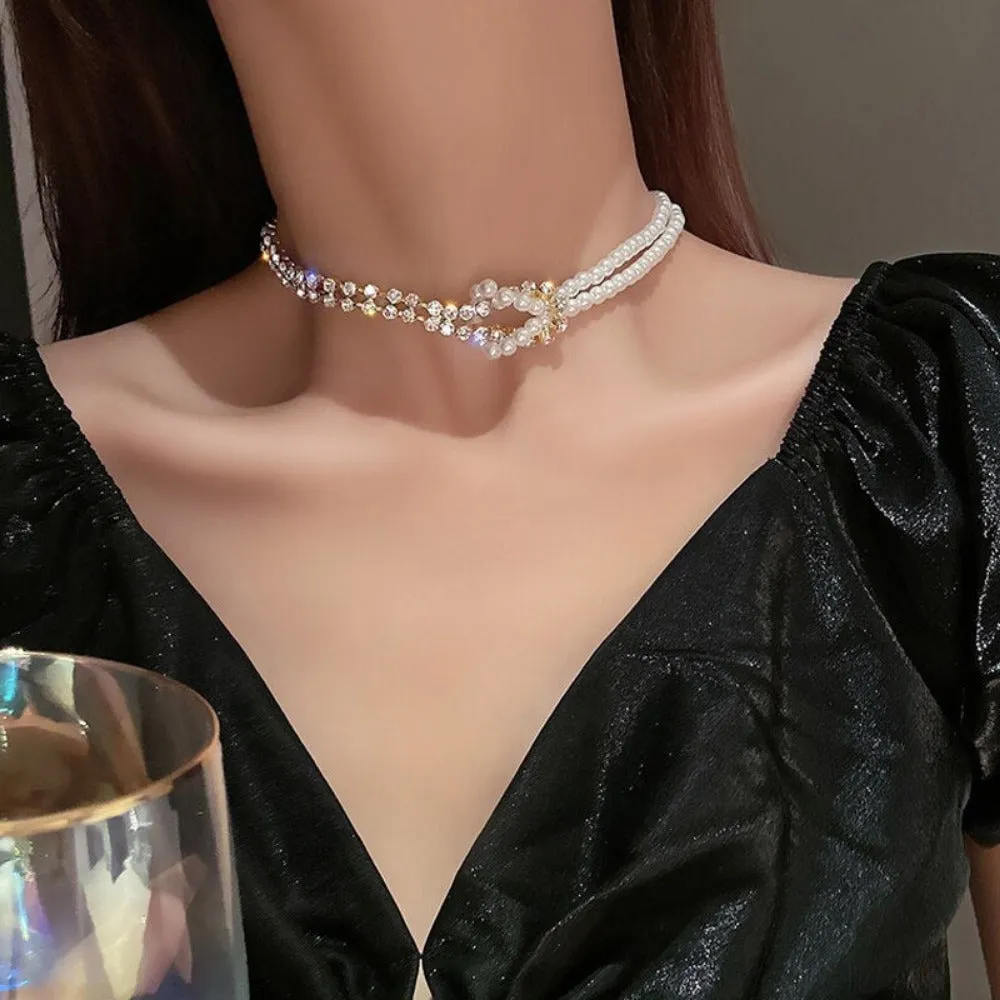 women pearl necklace charm waving goldcolor collar necklaces woman ✈️ free.shipping