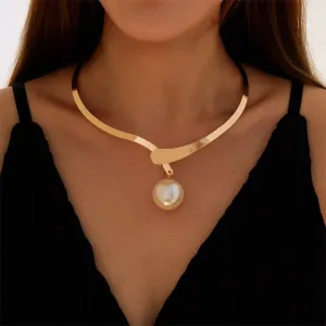 women pearl necklace charm waving goldcolor collar necklaces woman ✈️ free.shipping