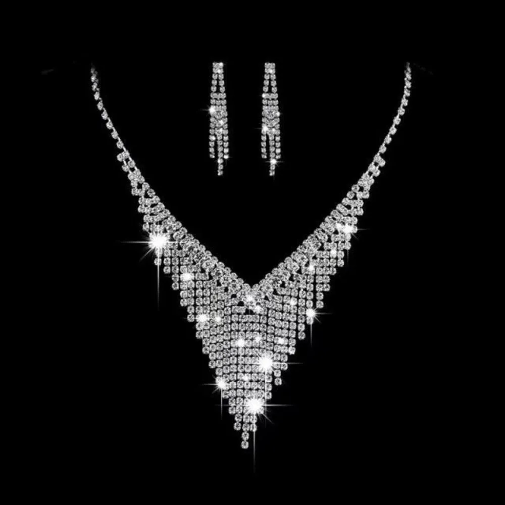 women's necklace earrings bracelets cubic zirconia jewelry combination ✈️ free.shipping