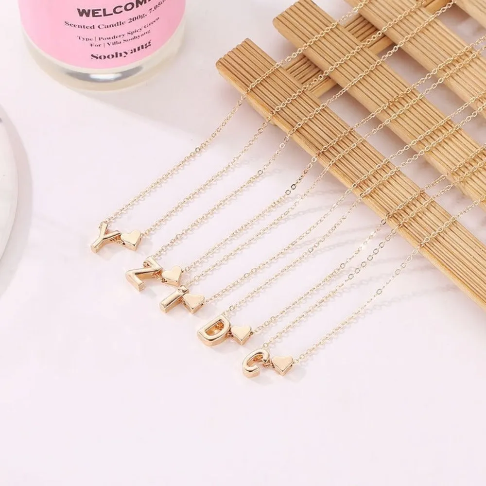 women's necklaces tiny heart initial alphabet silver goldcolor pendants ✈️ free.shipping