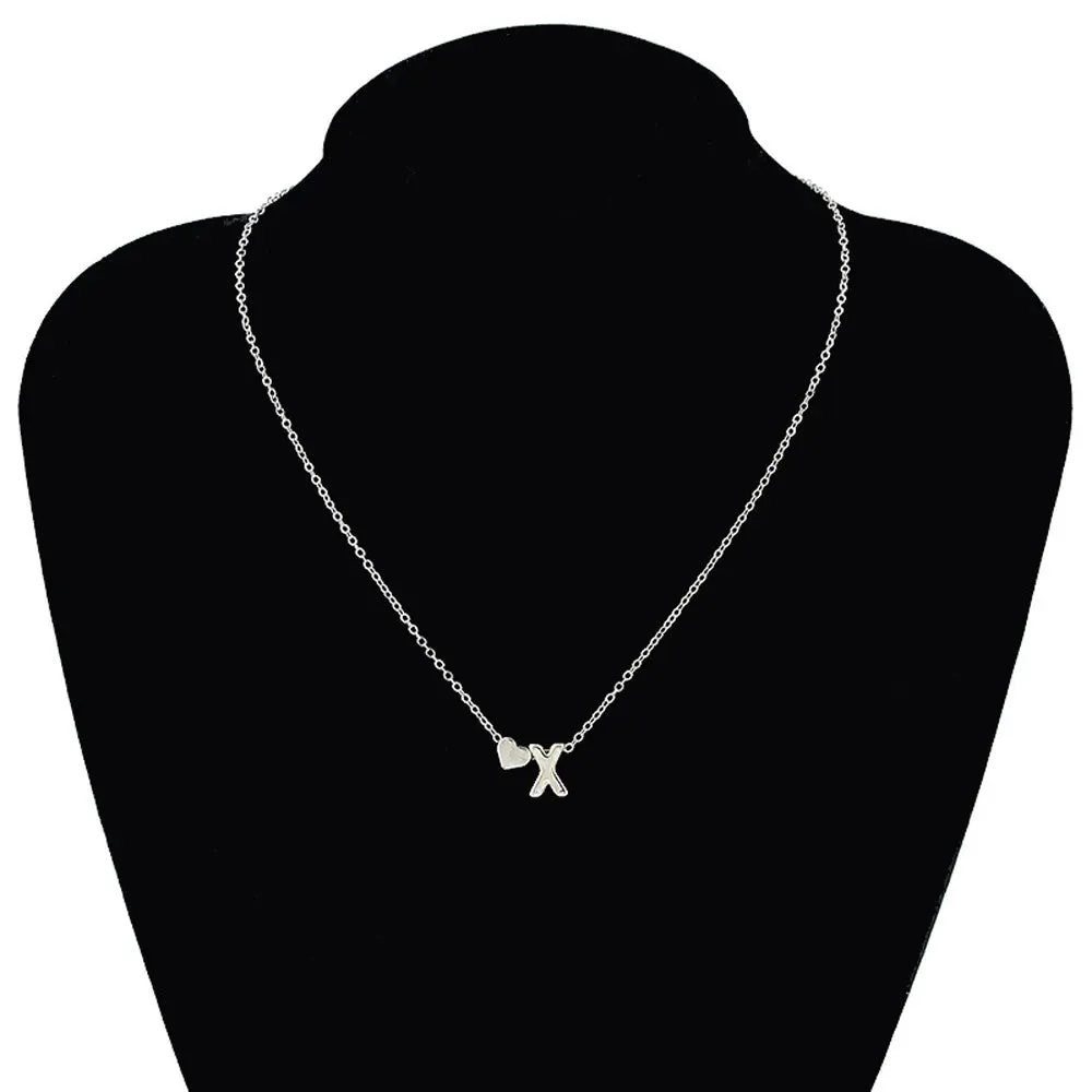 women's necklaces tiny heart initial alphabet silver goldcolor pendants ✈️ free.shipping