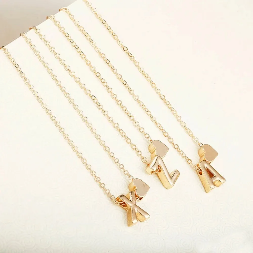 women's necklaces tiny heart initial alphabet silver goldcolor pendants ✈️ free.shipping