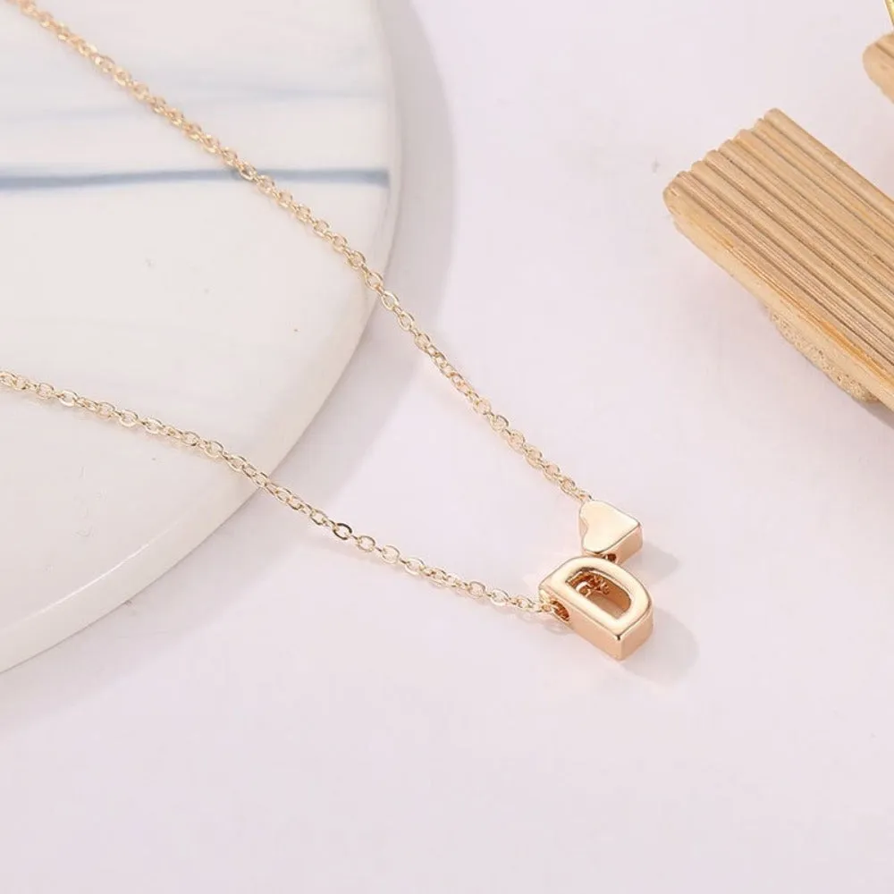 women's necklaces tiny heart initial alphabet silver goldcolor pendants ✈️ free.shipping