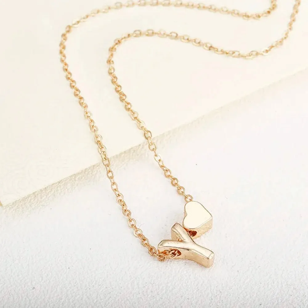 women's necklaces tiny heart initial alphabet silver goldcolor pendants ✈️ free.shipping