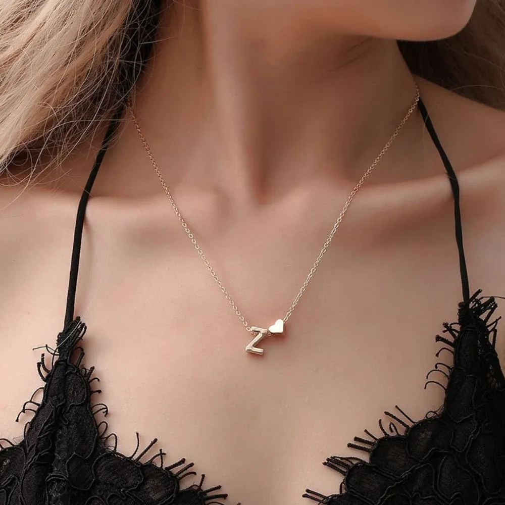 women's necklaces tiny heart initial alphabet silver goldcolor pendants ✈️ free.shipping