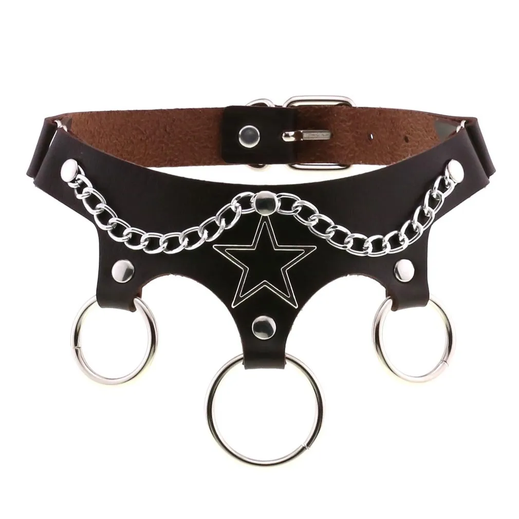 Women's PU Leather Choker with Metal Decorations / BDSM Sexy Necklace