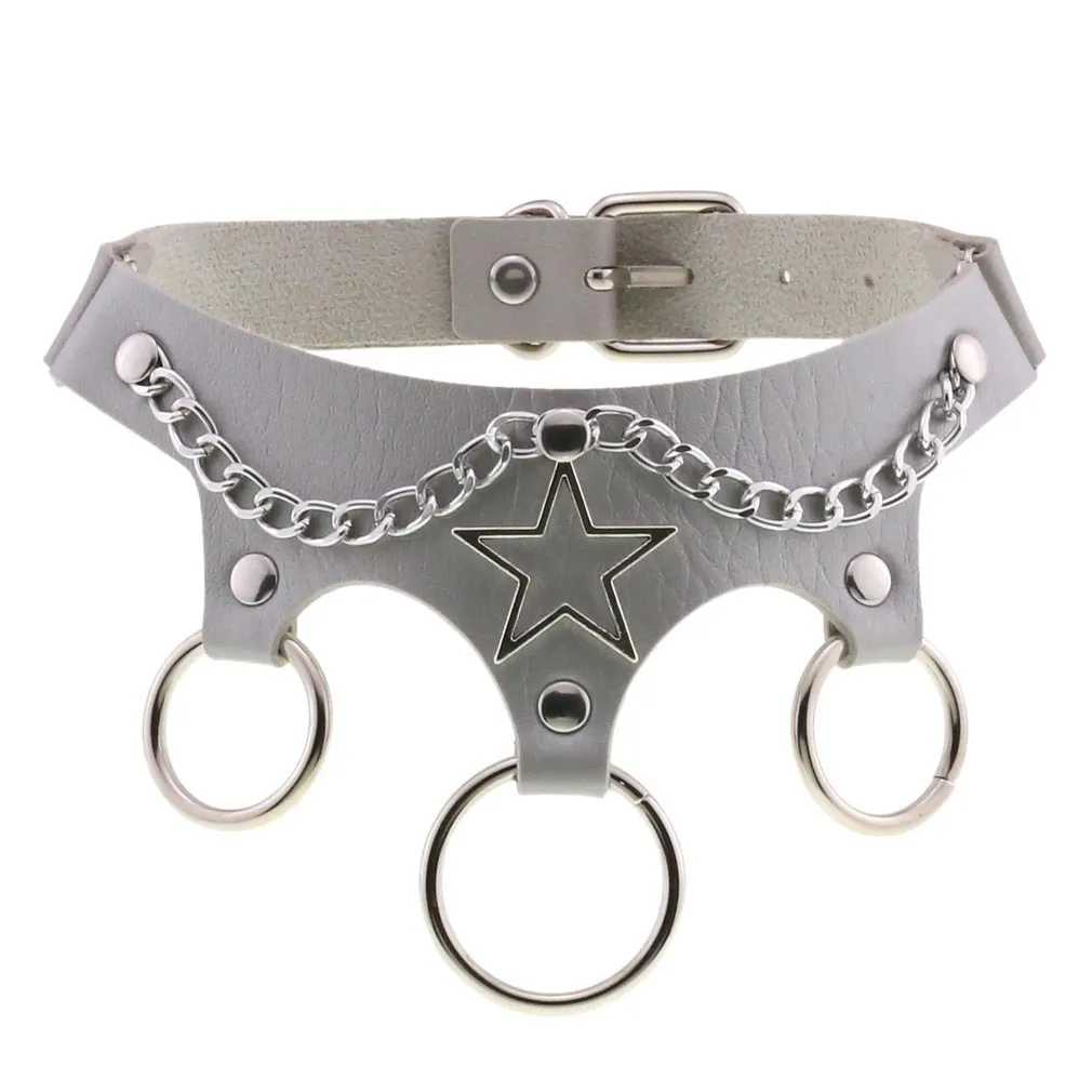 Women's PU Leather Choker with Metal Decorations / BDSM Sexy Necklace