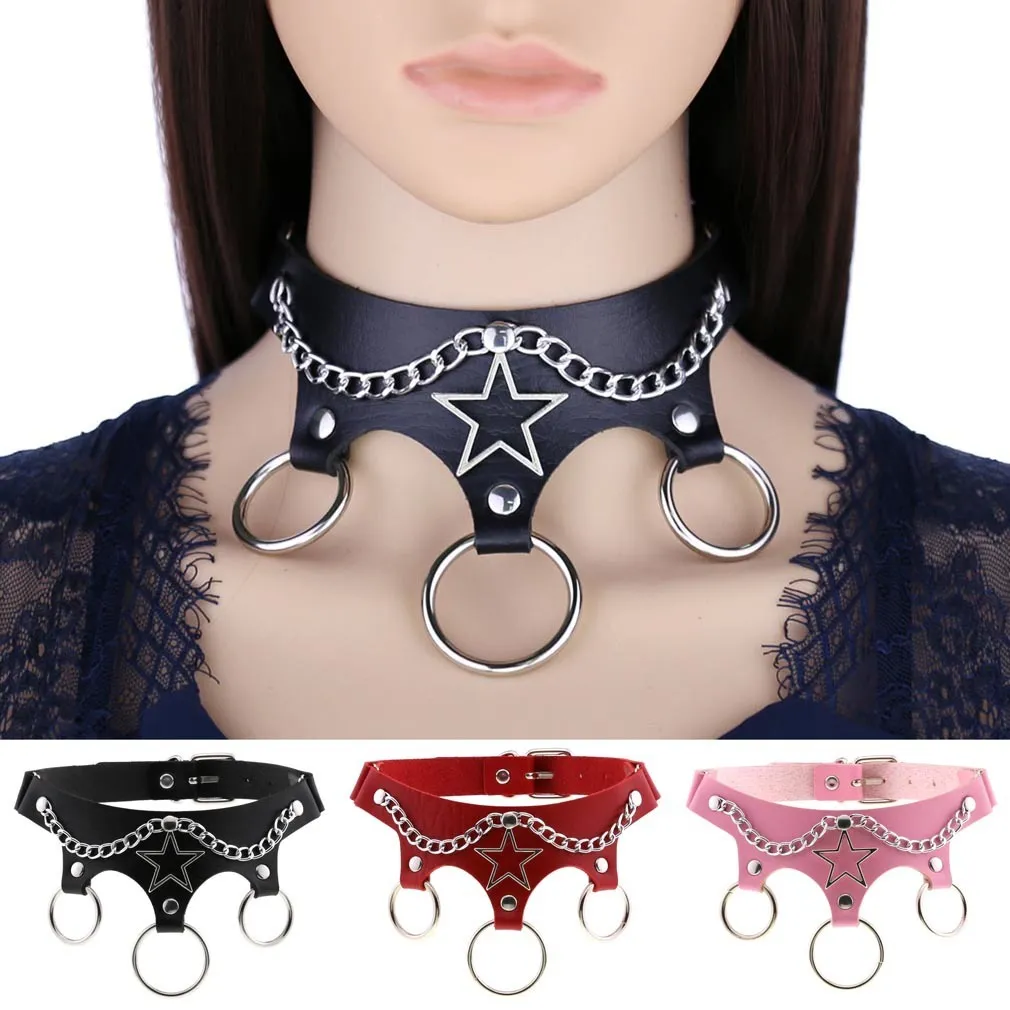 Women's PU Leather Choker with Metal Decorations / BDSM Sexy Necklace