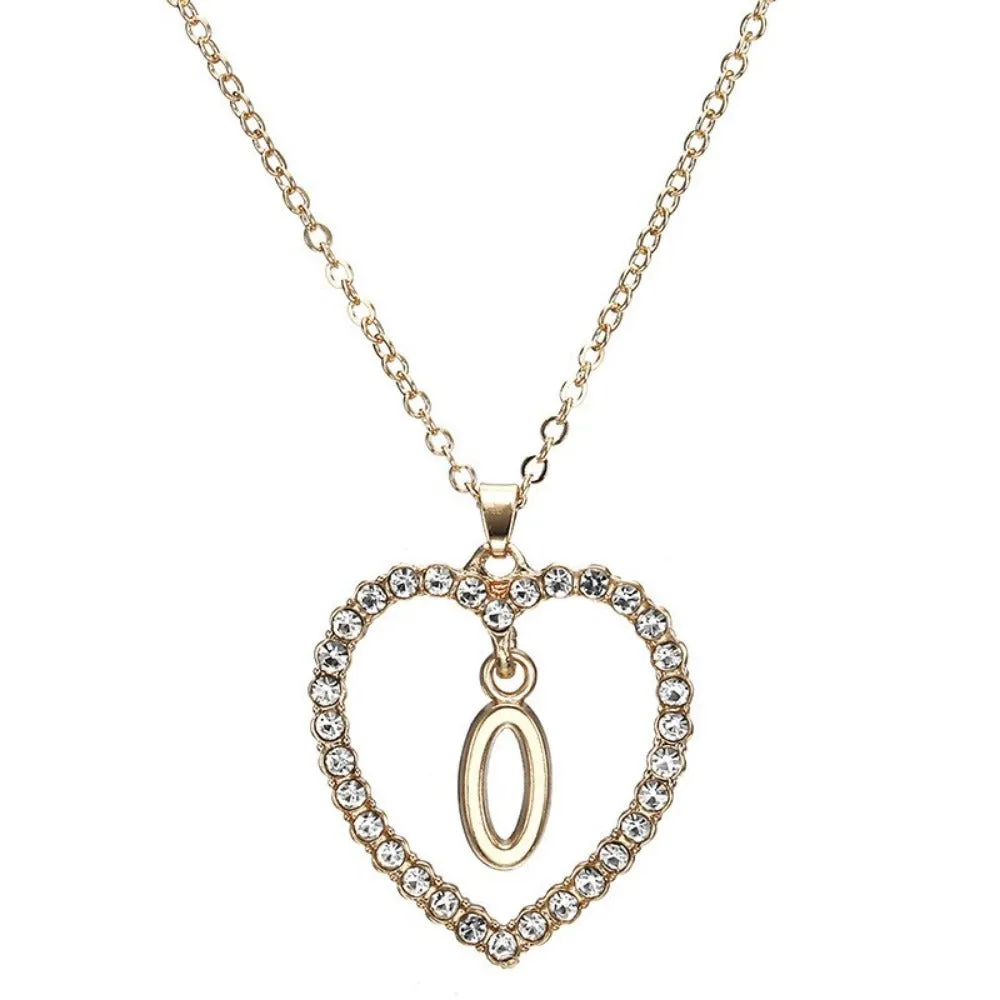 women's zirconia necklaces initial alphabet crystal stone heart pendants ✈️ free.shipping