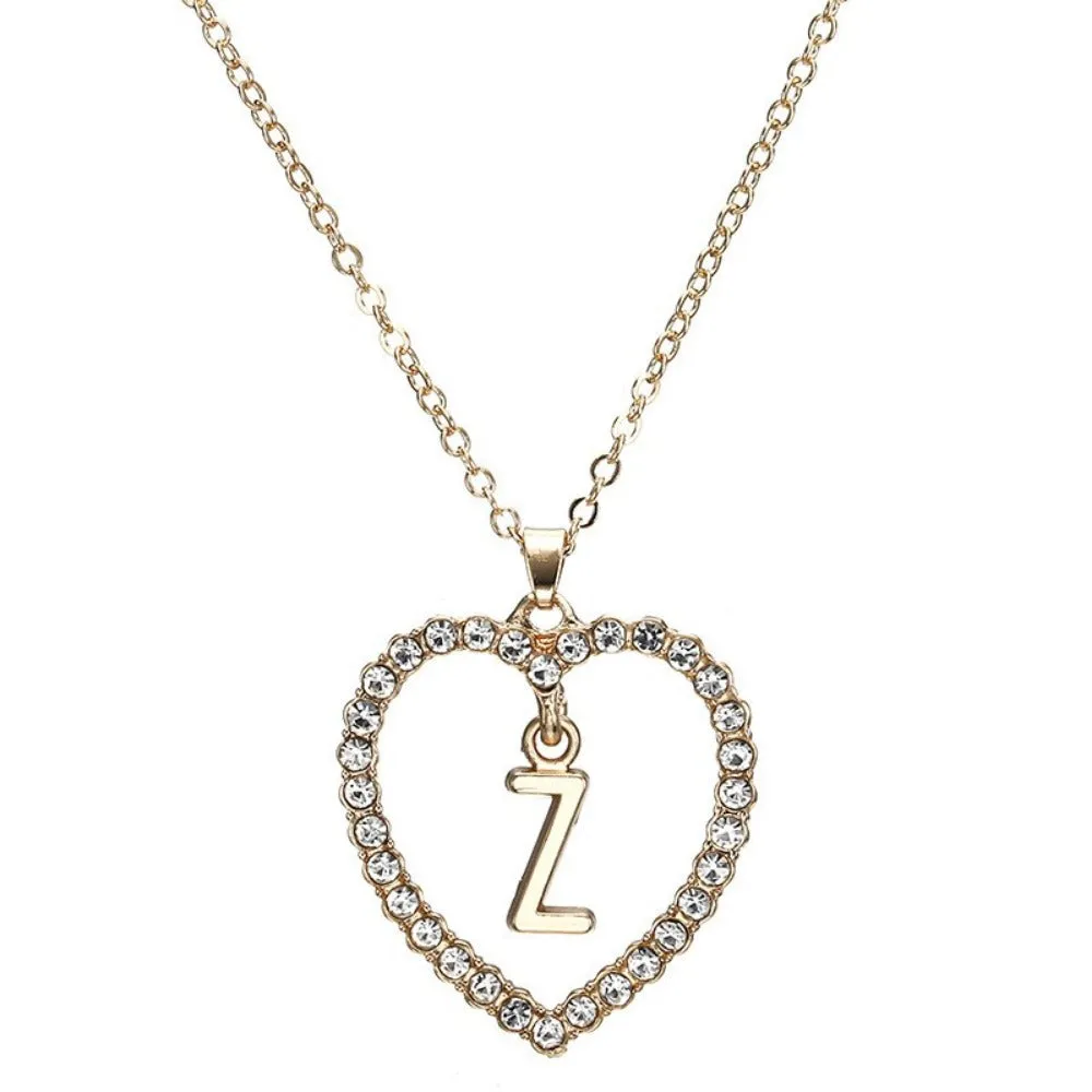 women's zirconia necklaces initial alphabet crystal stone heart pendants ✈️ free.shipping
