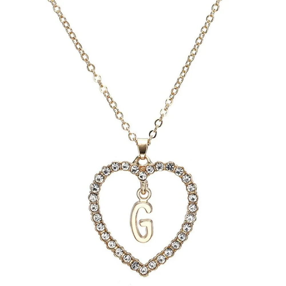 women's zirconia necklaces initial alphabet crystal stone heart pendants ✈️ free.shipping
