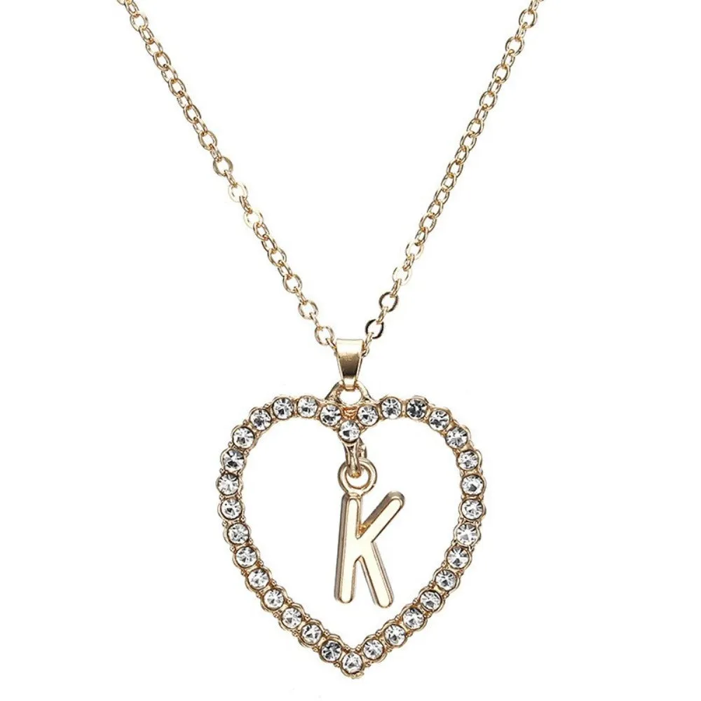 women's zirconia necklaces initial alphabet crystal stone heart pendants ✈️ free.shipping