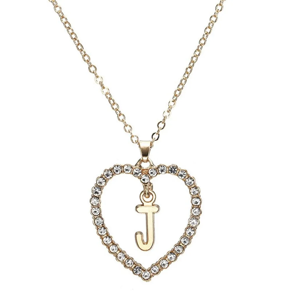 women's zirconia necklaces initial alphabet crystal stone heart pendants ✈️ free.shipping
