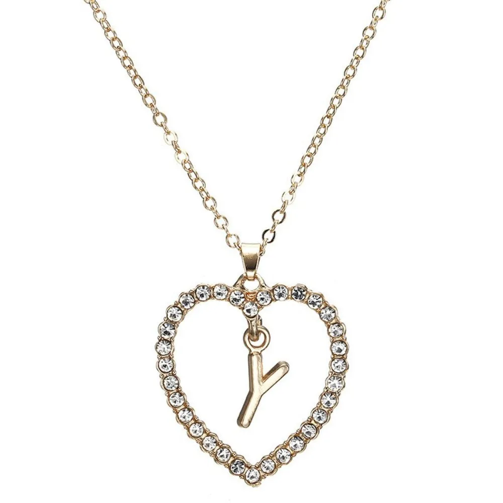 women's zirconia necklaces initial alphabet crystal stone heart pendants ✈️ free.shipping