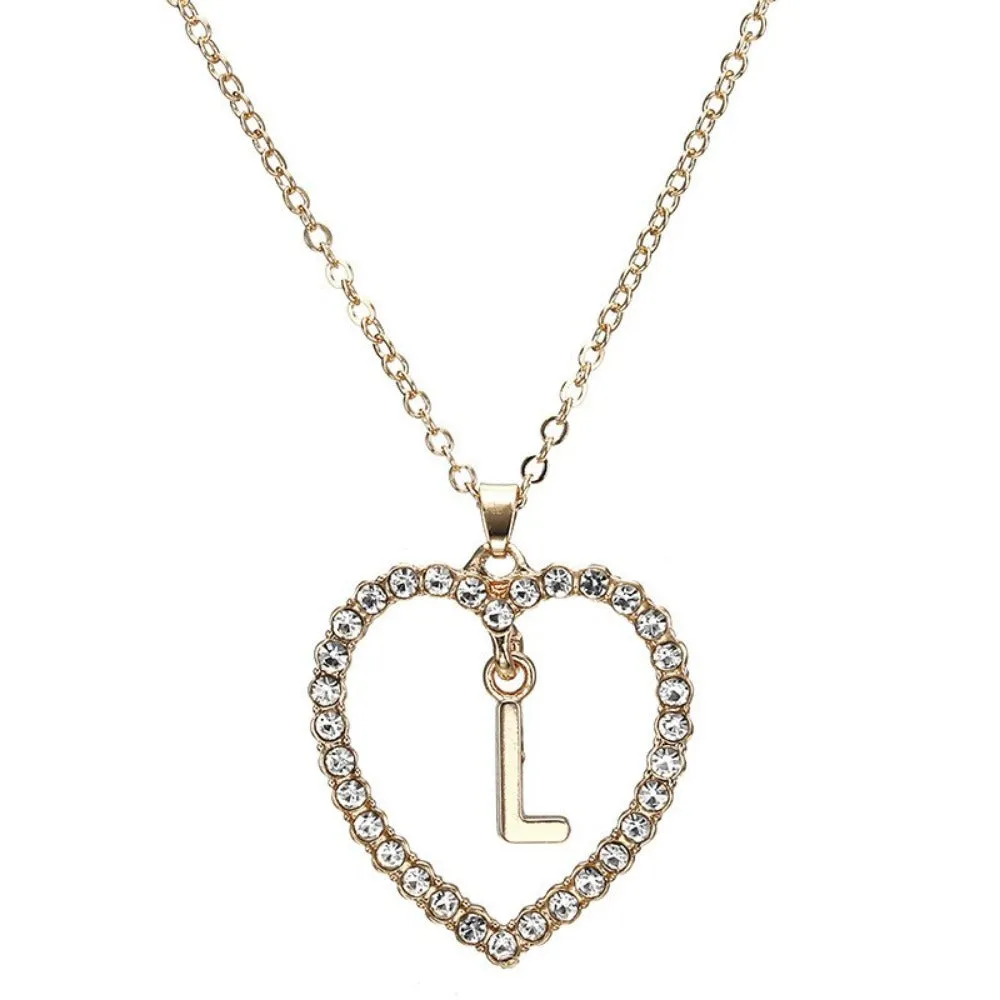 women's zirconia necklaces initial alphabet crystal stone heart pendants ✈️ free.shipping