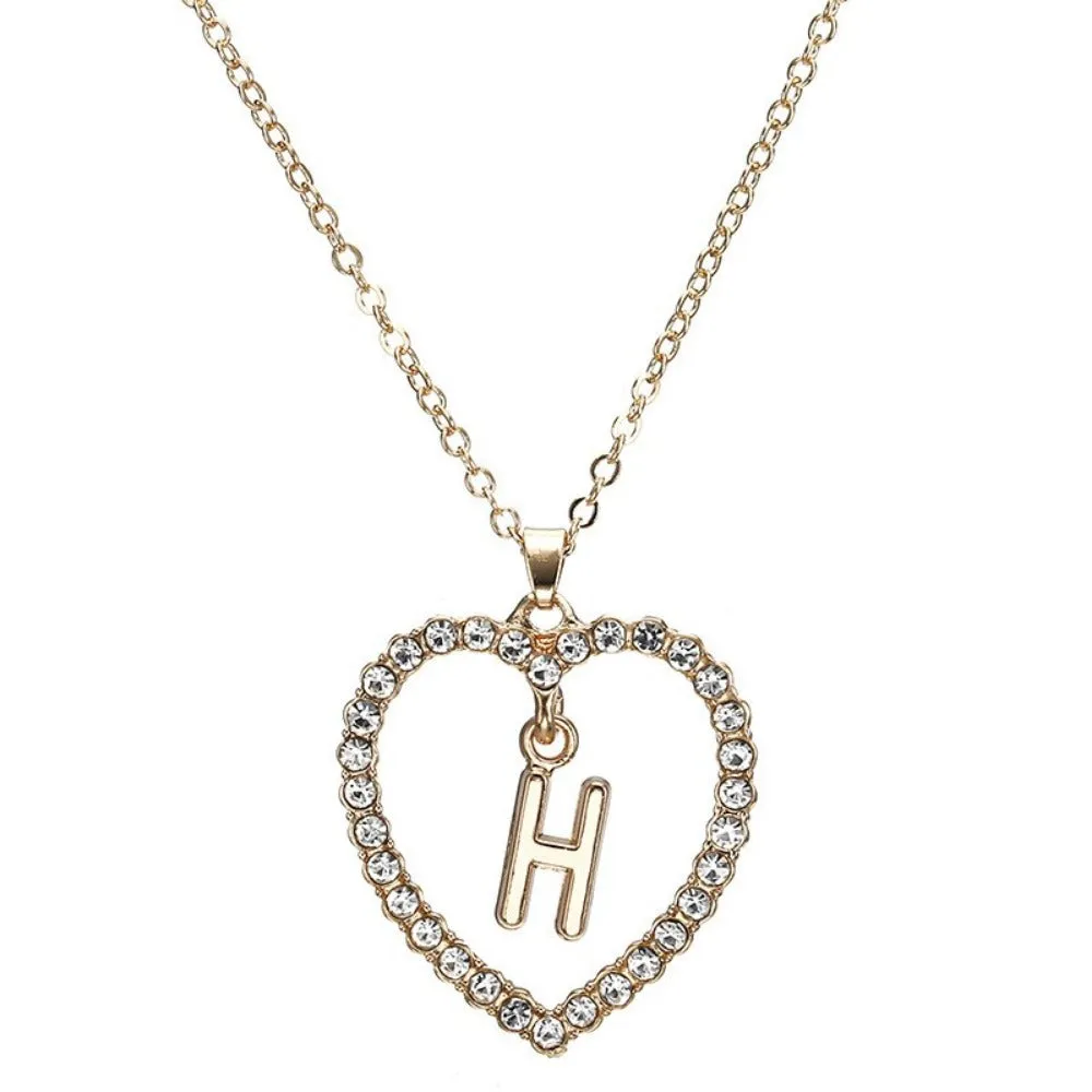 women's zirconia necklaces initial alphabet crystal stone heart pendants ✈️ free.shipping