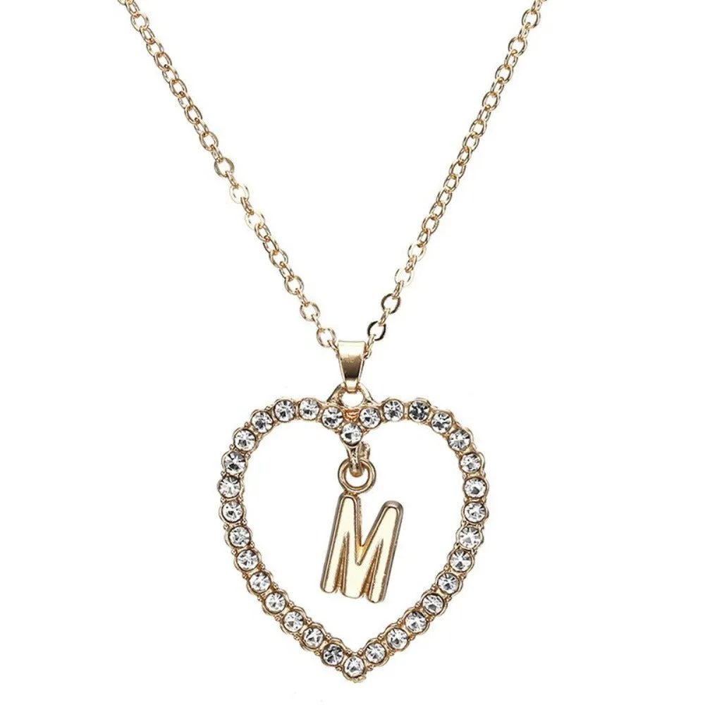 women's zirconia necklaces initial alphabet crystal stone heart pendants ✈️ free.shipping