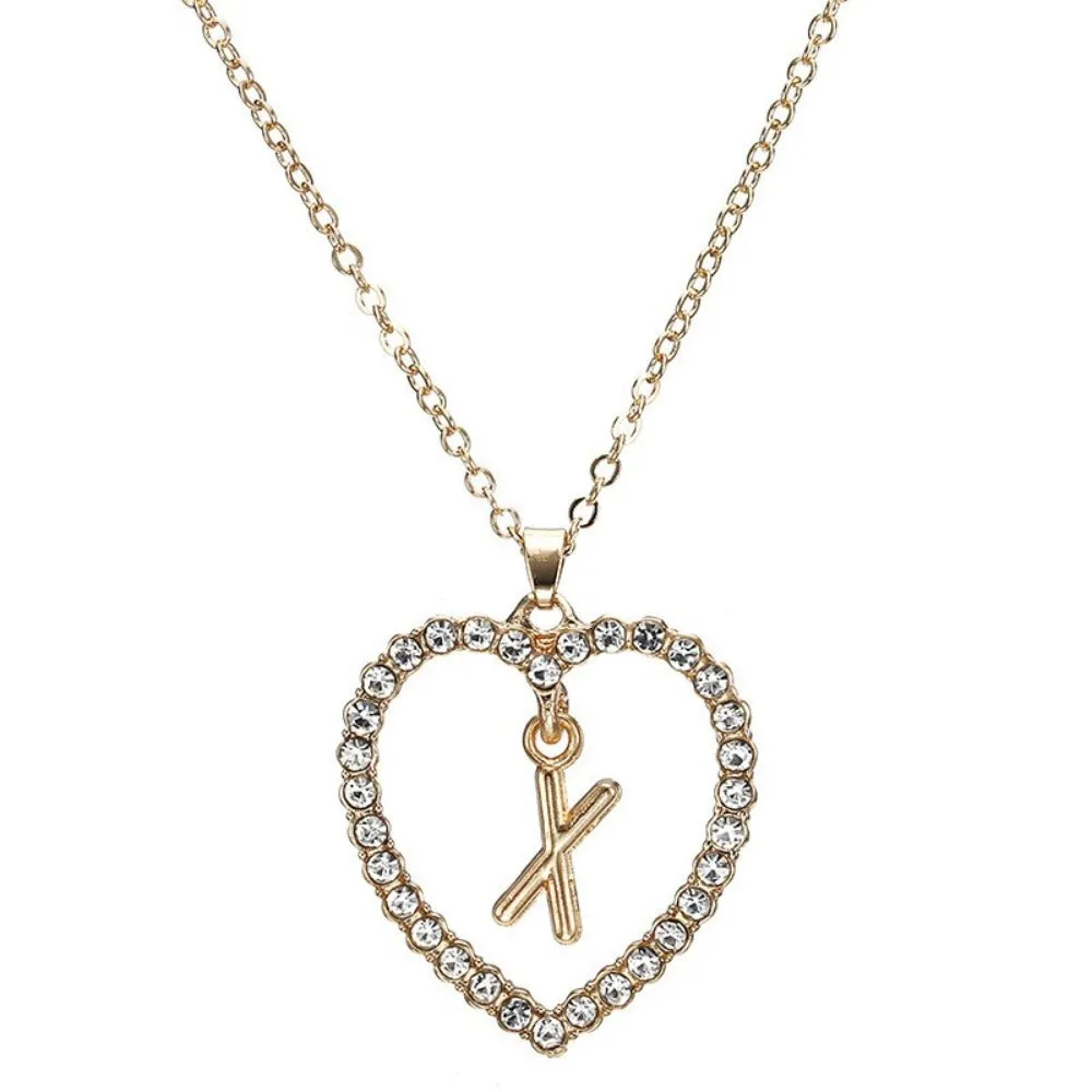 women's zirconia necklaces initial alphabet crystal stone heart pendants ✈️ free.shipping