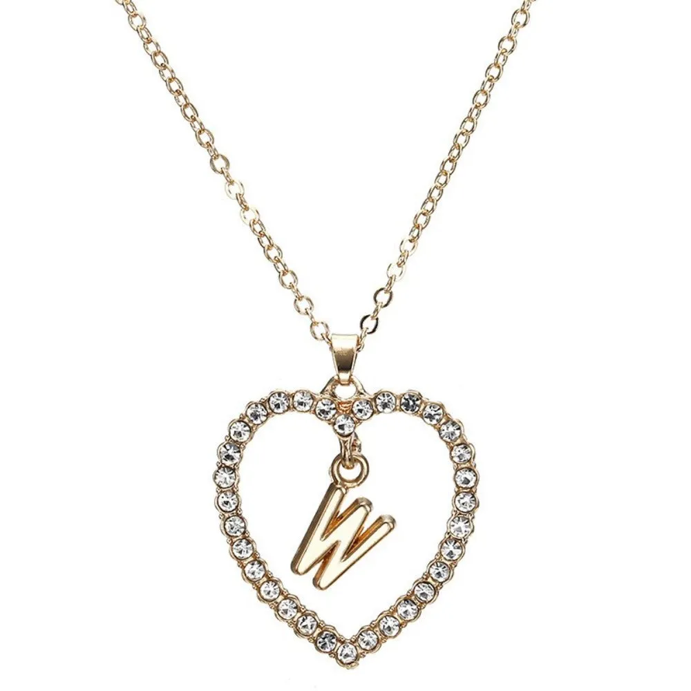 women's zirconia necklaces initial alphabet crystal stone heart pendants ✈️ free.shipping