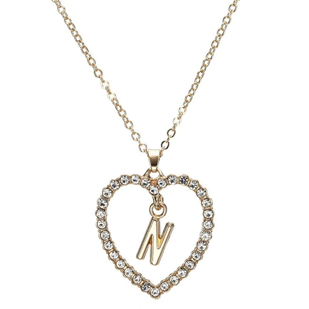 women's zirconia necklaces initial alphabet crystal stone heart pendants ✈️ free.shipping