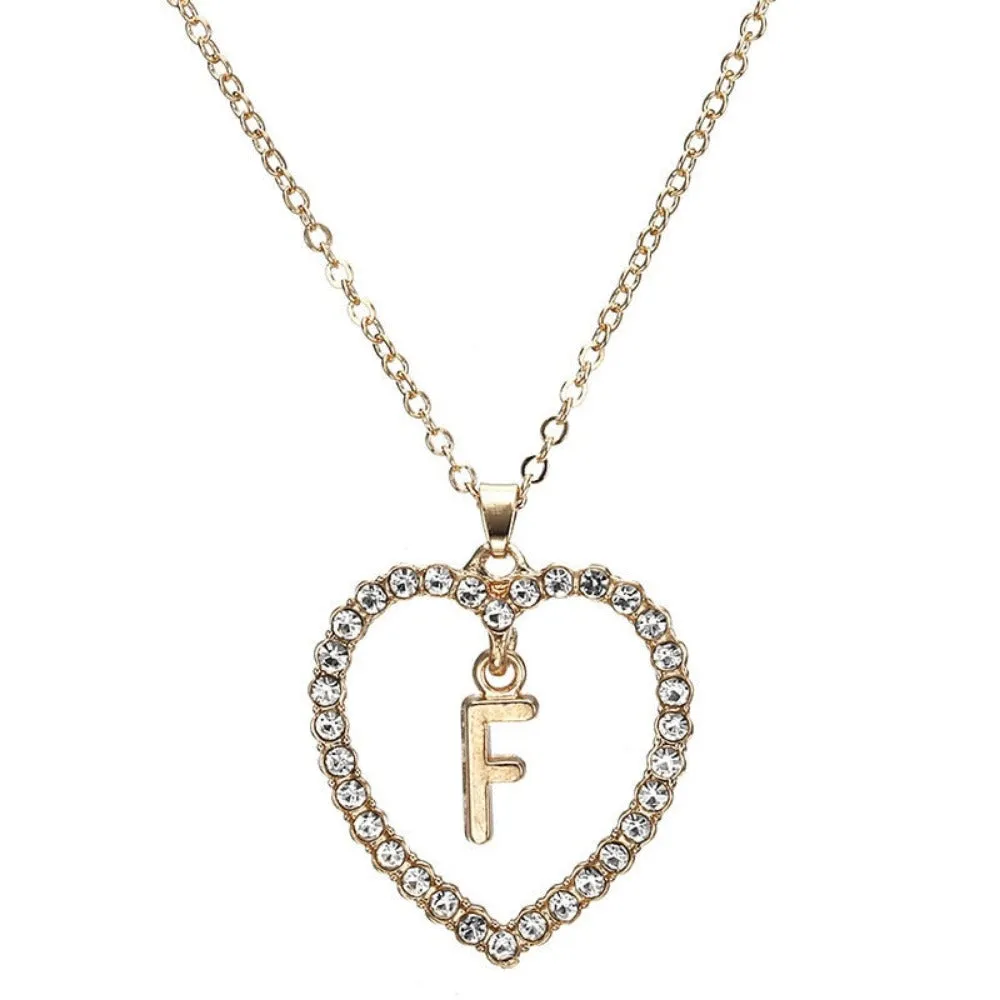 women's zirconia necklaces initial alphabet crystal stone heart pendants ✈️ free.shipping