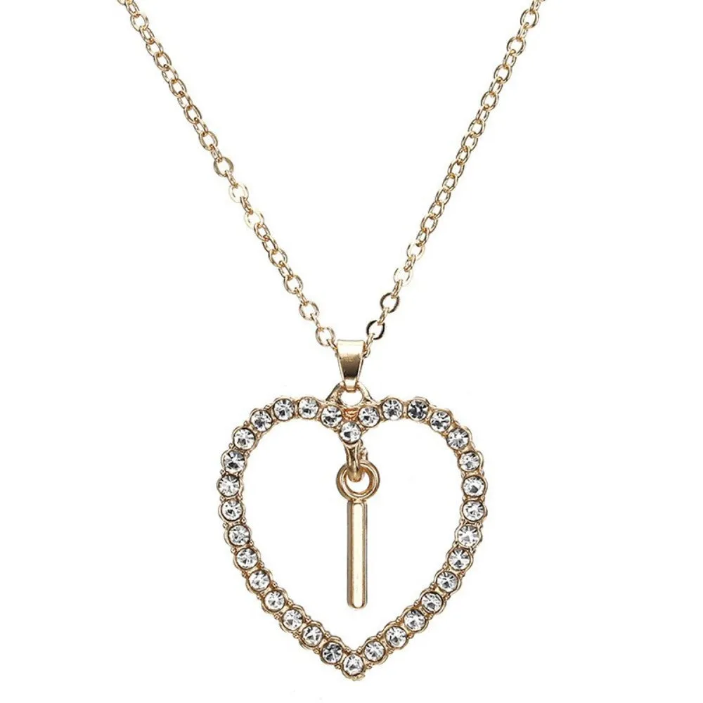 women's zirconia necklaces initial alphabet crystal stone heart pendants ✈️ free.shipping