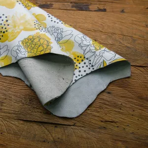 Yellow Flower, Off-White Buffalo Leather