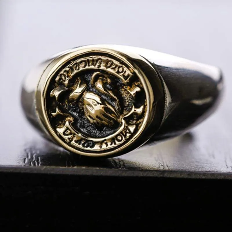 ZABRA Real 925 Sterling Silver Opening Small Tail Rings For Men Women Vintage Praying Hands Signet Adjustable Ring Male Jewelry (Resizable)