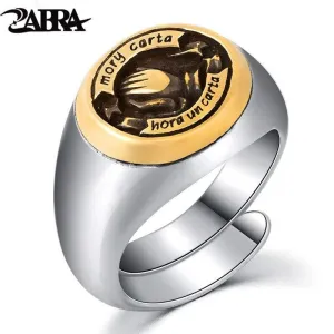 ZABRA Real 925 Sterling Silver Opening Small Tail Rings For Men Women Vintage Praying Hands Signet Adjustable Ring Male Jewelry (Resizable)
