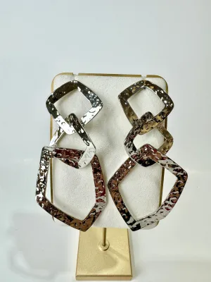 Zara - Geometric Metal Link Earrings